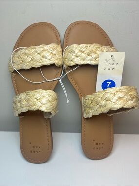 a new day Braided Double-strap Slide Sandals in Natural